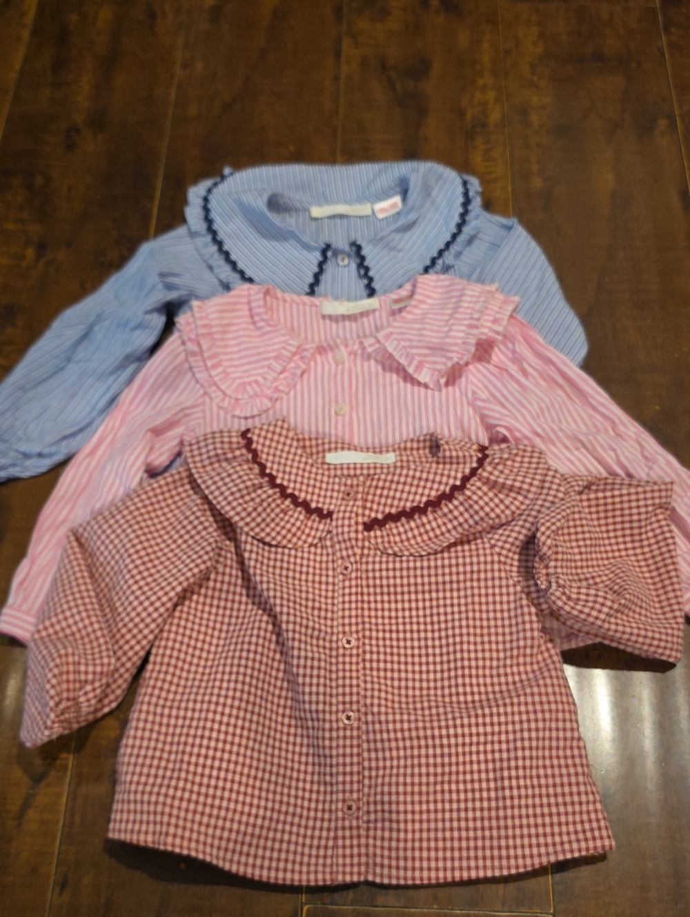 Zara Pink Gingham Ruffle Collar Button-Front Shirt Bundle